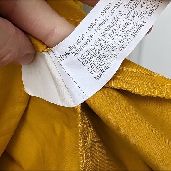 Zara Warm Yellow Short Shirt Dress With Lapels Ruffle Detail Collar, size XS - Picture 4 of 8